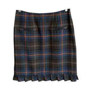 Cabi Heritage Plaid Pleated Pencil Skirt Wool Blend Women's Size 6 Dark Academia